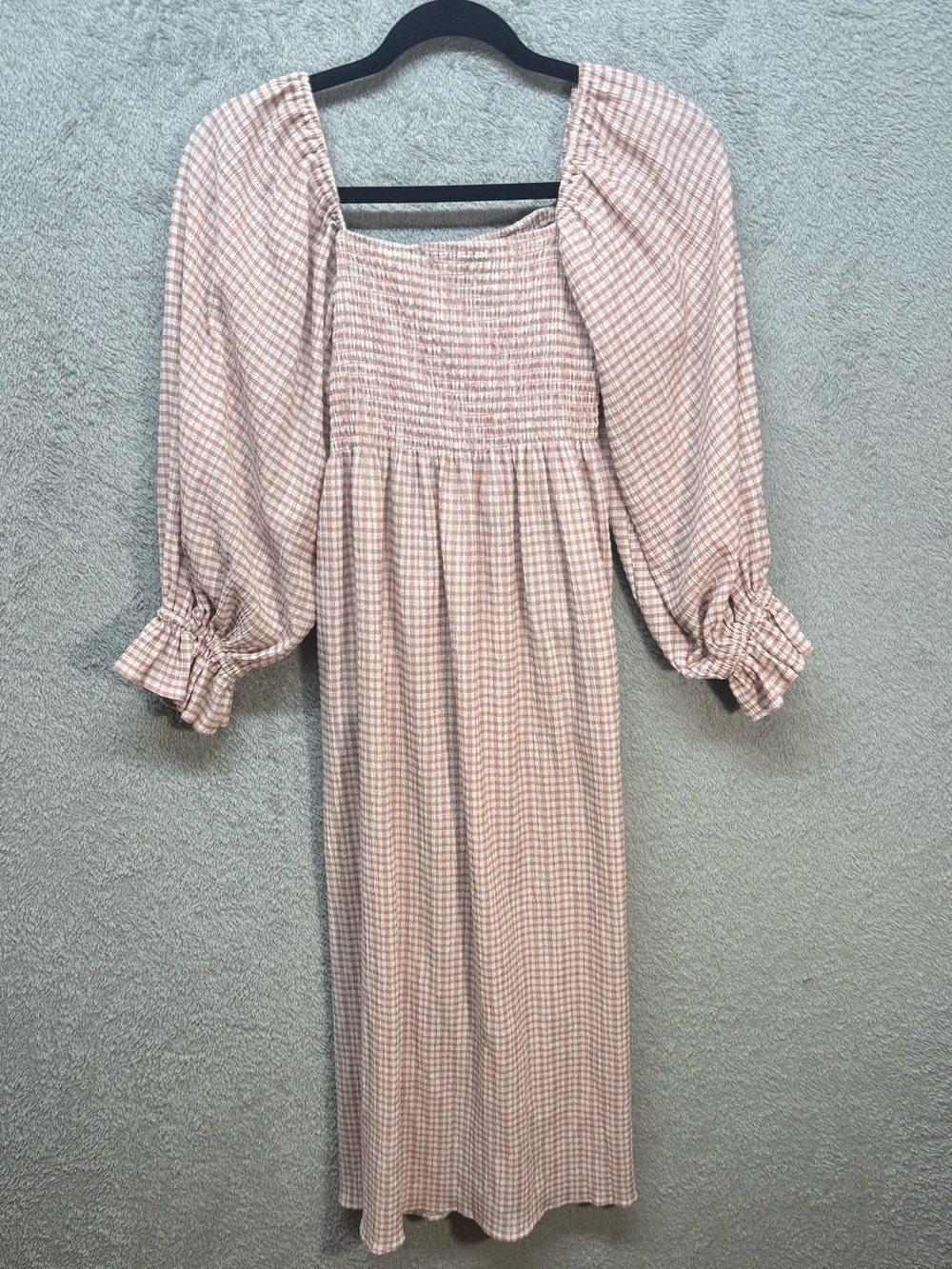 o.p.t. Athena Gingham Smocked Midi Dress Mauve / Pink